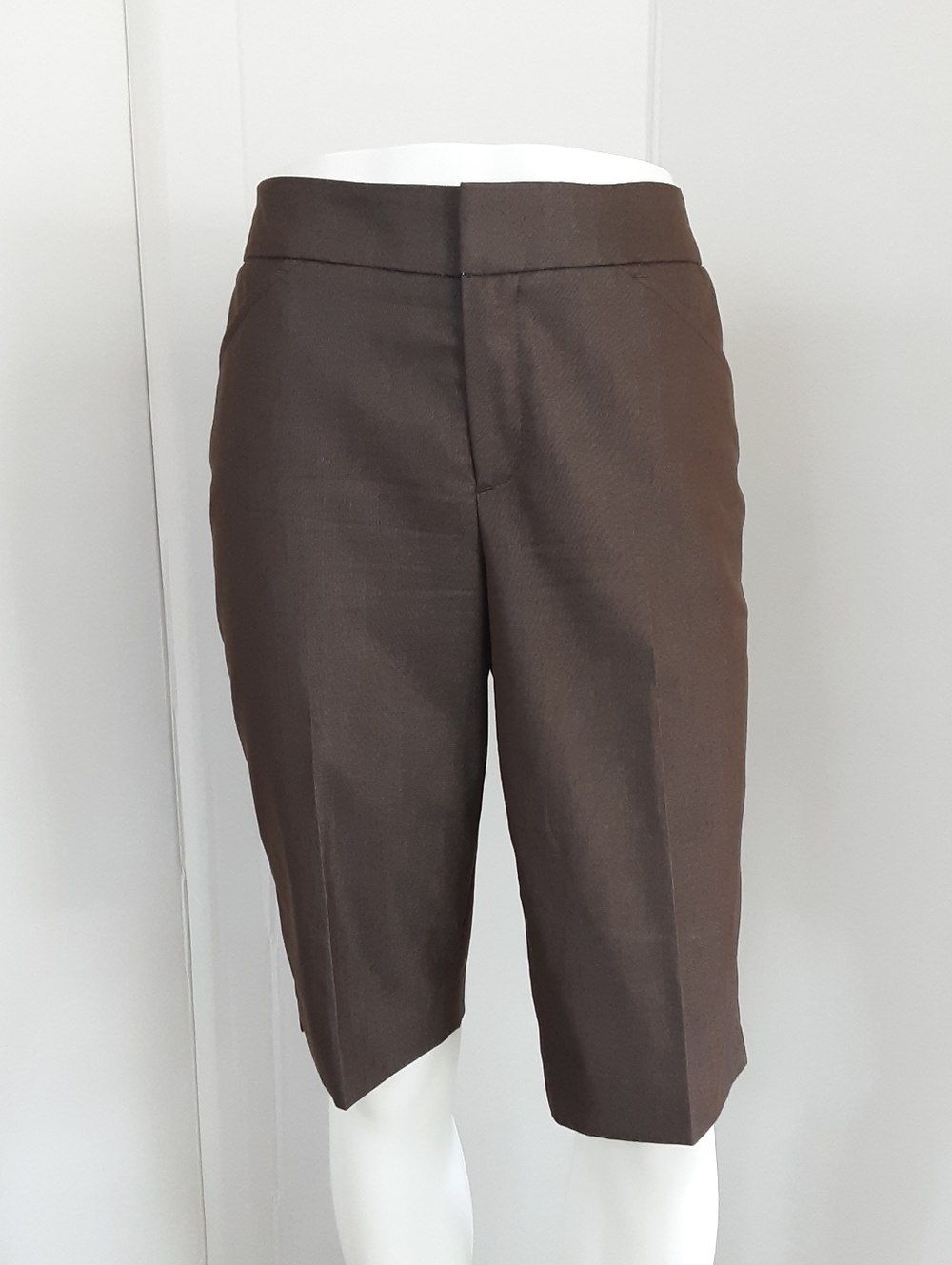 Peace of Cloth Brown Tailored Stretch Dressy Bermuda Shorts Sz 6